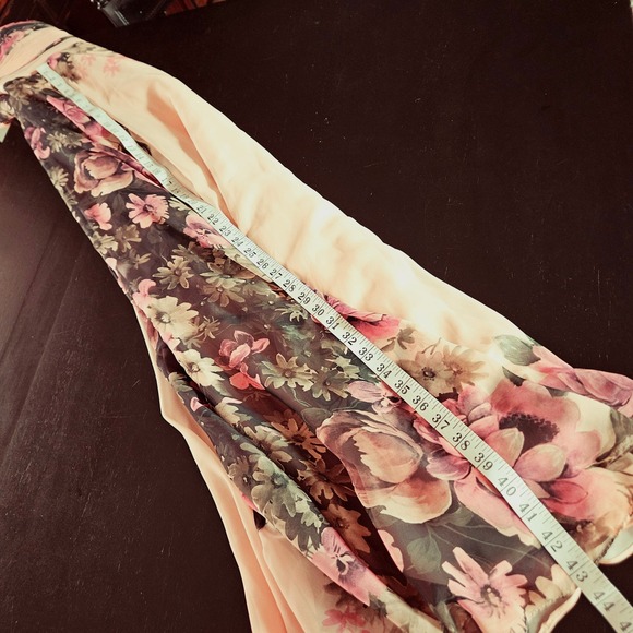 Grace Karin Womens Peach Floral Chiffon Corset Back Formal Maxi Dress 8 Prom - Picture 15 of 16